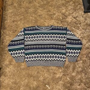 Vintage Todays News Knit Diamond Pattern Sweater Large